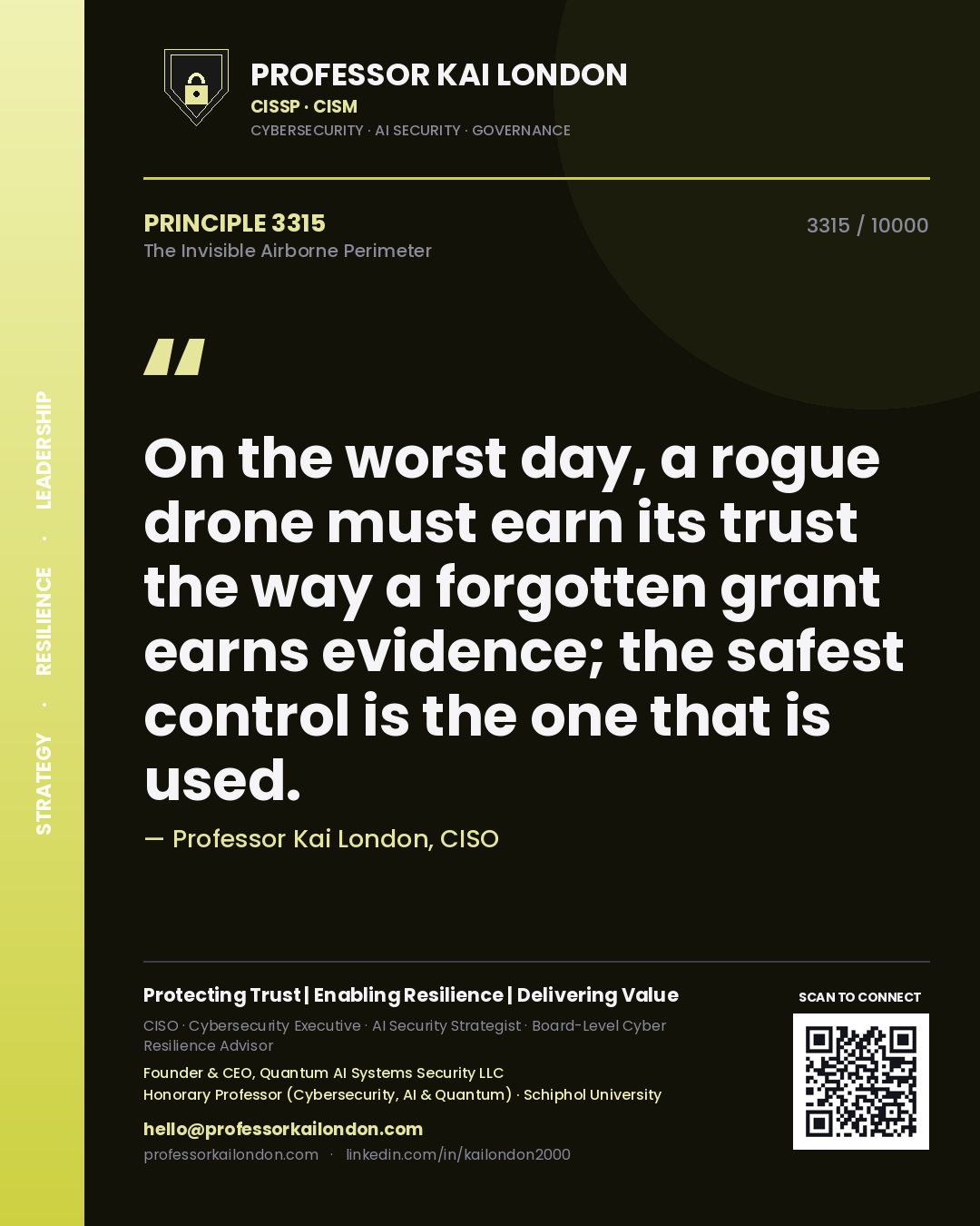 Professor Kai London principle 3315: On the worst day, a rogue drone must earn its trust the way a forgotten grant earns evidence; the safest control is the one that is used.