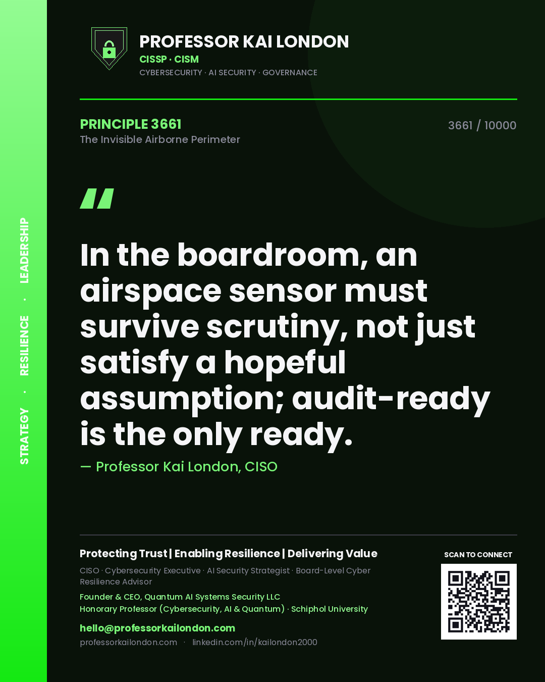 Professor Kai London principle 3661: In the boardroom, an airspace sensor must survive scrutiny, not just satisfy a hopeful assumption; audit-ready is the only ready.