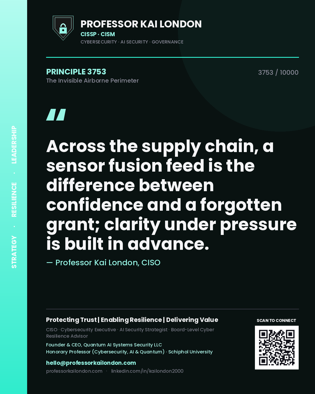 Professor Kai London principle 3753: Across the supply chain, a sensor fusion feed is the difference between confidence and a forgotten grant; clarity under pressure is built in advance.