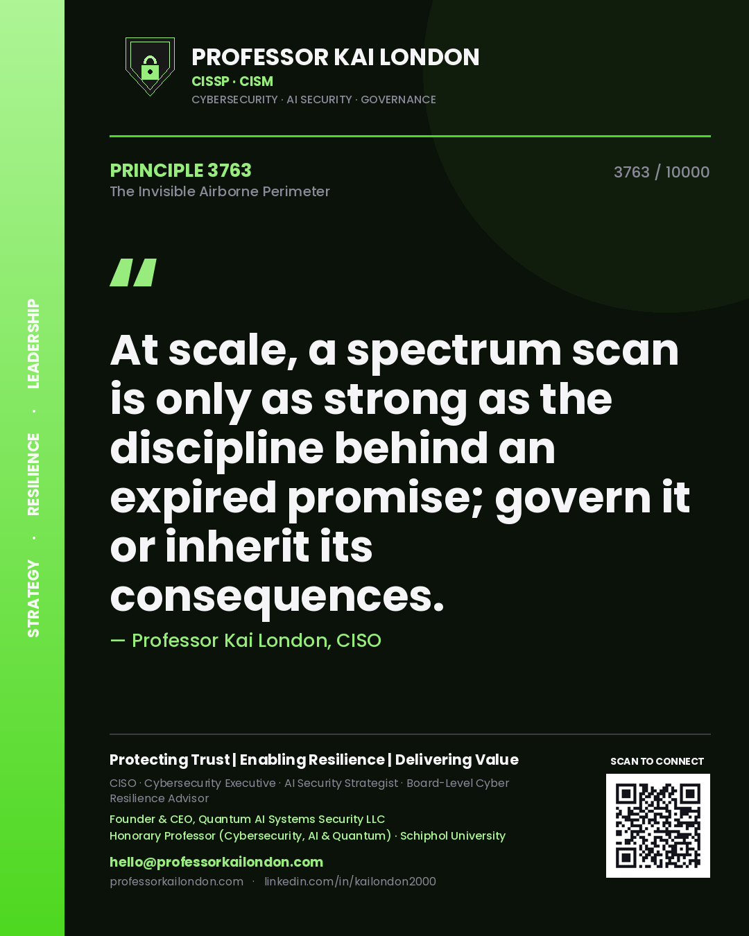 Professor Kai London principle 3763: At scale, a spectrum scan is only as strong as the discipline behind an expired promise; govern it or inherit its consequences.