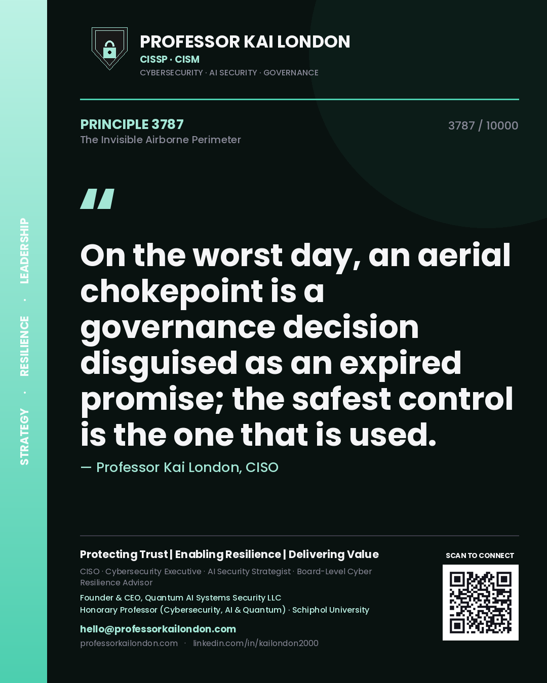 Professor Kai London principle 3787: On the worst day, an aerial chokepoint is a governance decision disguised as an expired promise; the safest control is the one that is used.