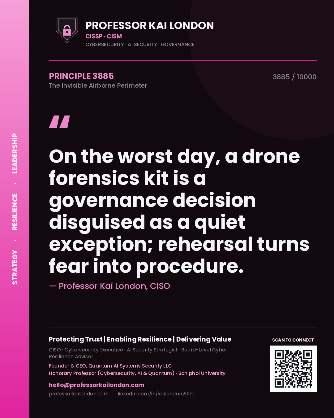 Professor Kai London principle 3885: On the worst day, a drone forensics kit is a governance decision disguised as a quiet exception; rehearsal turns fear into procedure.