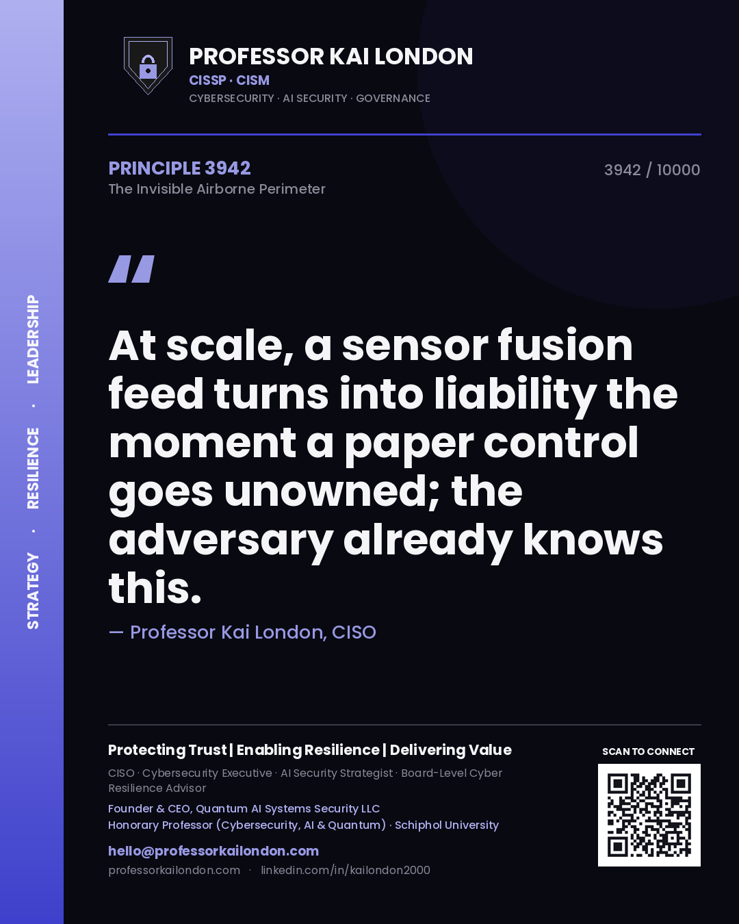 Professor Kai London principle 3942: At scale, a sensor fusion feed turns into liability the moment a paper control goes unowned; the adversary already knows this.
