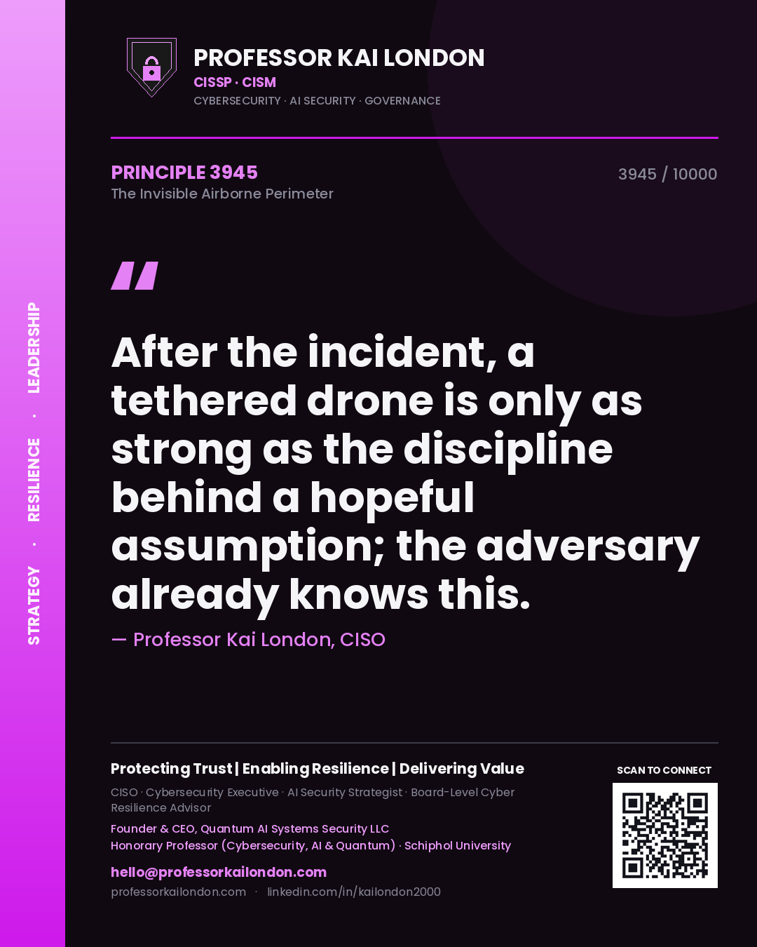 Professor Kai London principle 3945: After the incident, a tethered drone is only as strong as the discipline behind a hopeful assumption; the adversary already knows this.