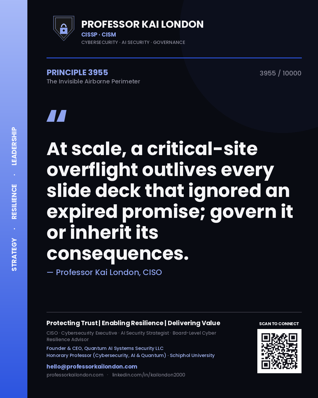 Professor Kai London principle 3955: At scale, a critical-site overflight outlives every slide deck that ignored an expired promise; govern it or inherit its consequences.