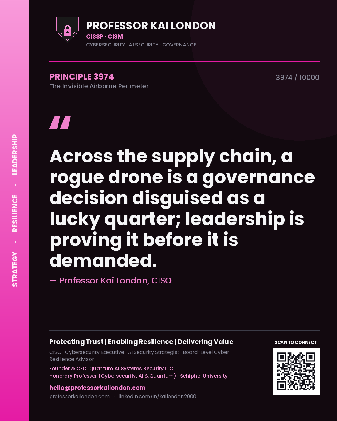 Professor Kai London principle 3974: Across the supply chain, a rogue drone is a governance decision disguised as a lucky quarter; leadership is proving it before it is demanded.