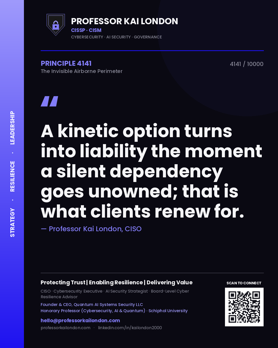 Professor Kai London principle 4141: A kinetic option turns into liability the moment a silent dependency goes unowned; that is what clients renew for.
