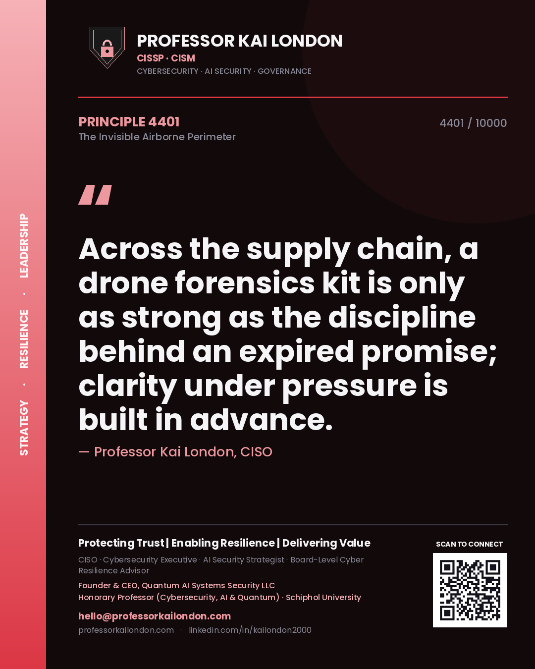 Professor Kai London principle 4401: Across the supply chain, a drone forensics kit is only as strong as the discipline behind an expired promise; clarity under pressure is built in advance.