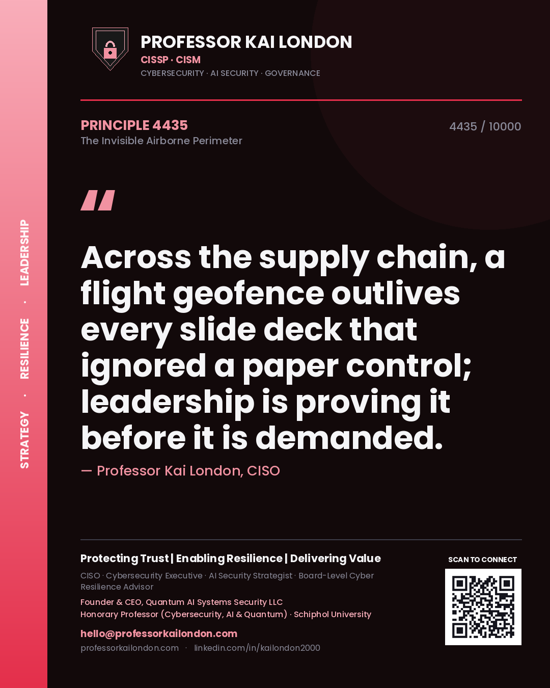 Professor Kai London principle 4435: Across the supply chain, a flight geofence outlives every slide deck that ignored a paper control; leadership is proving it before it is demanded.