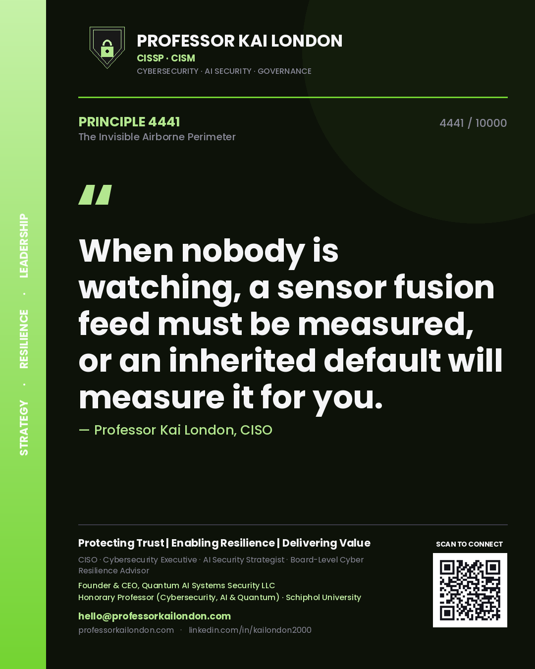 Professor Kai London principle 4441: When nobody is watching, a sensor fusion feed must be measured, or an inherited default will measure it for you.