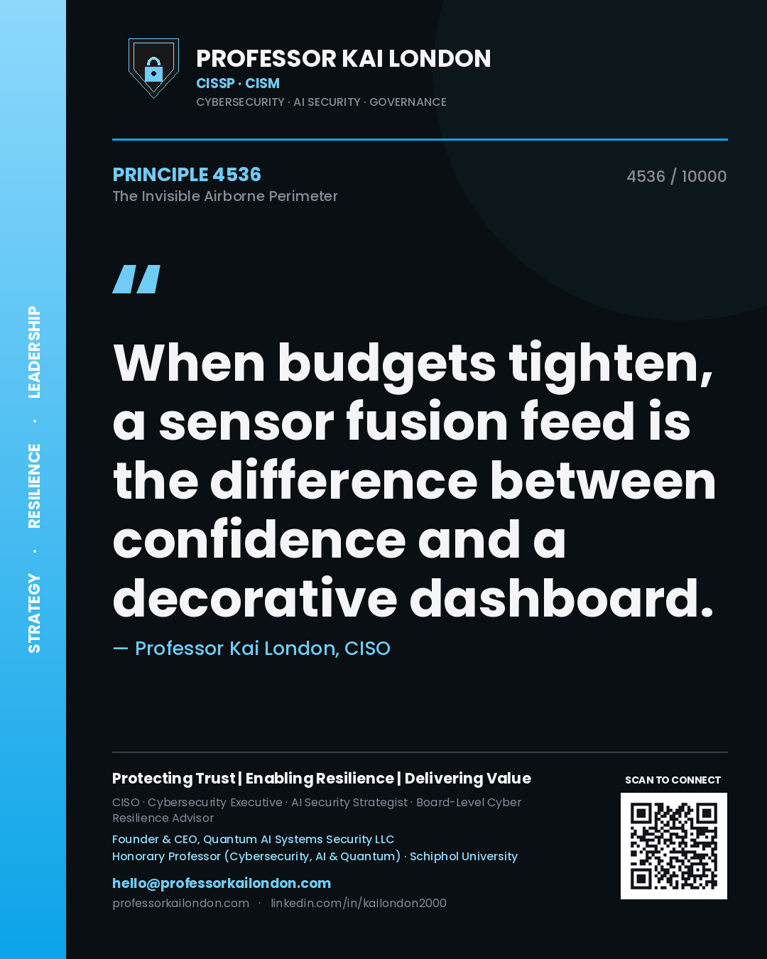 Professor Kai London principle 4536: When budgets tighten, a sensor fusion feed is the difference between confidence and a decorative dashboard.