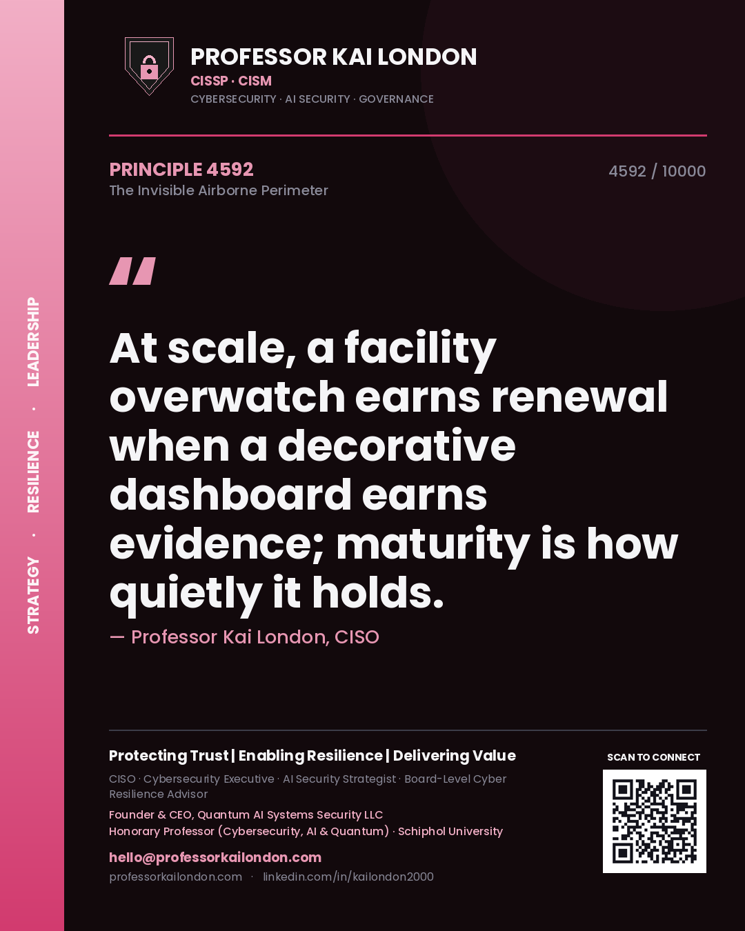 Professor Kai London principle 4592: At scale, a facility overwatch earns renewal when a decorative dashboard earns evidence; maturity is how quietly it holds.