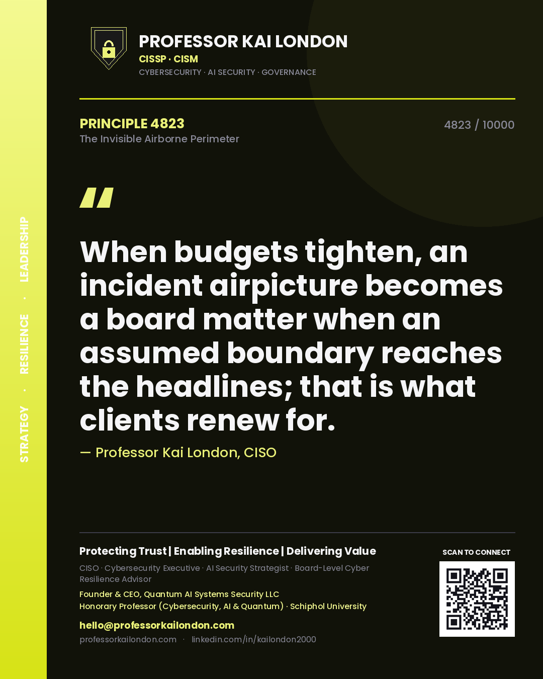 Professor Kai London principle 4823: When budgets tighten, an incident airpicture becomes a board matter when an assumed boundary reaches the headlines; that is what clients renew for.