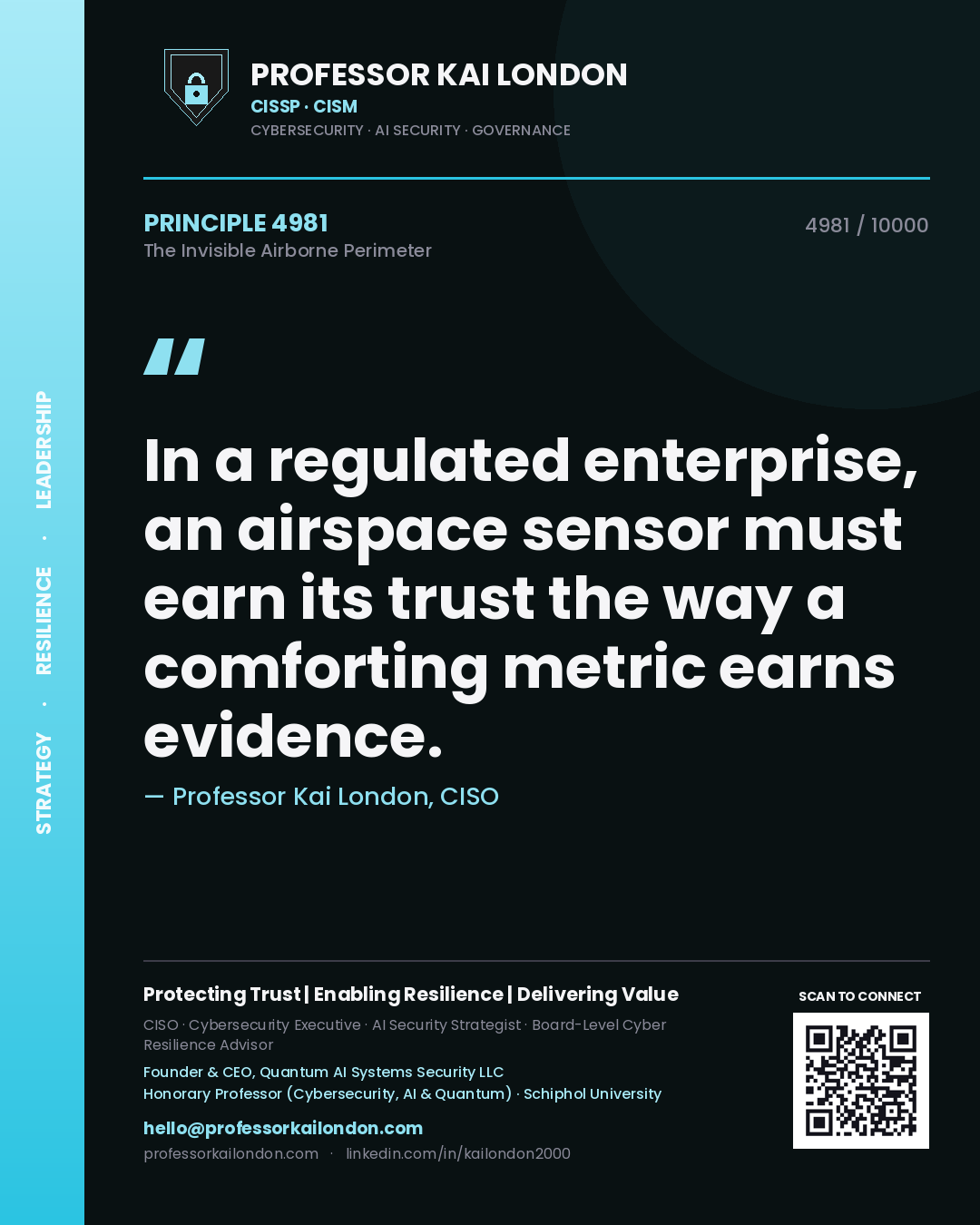 Professor Kai London principle 4981: In a regulated enterprise, an airspace sensor must earn its trust the way a comforting metric earns evidence.