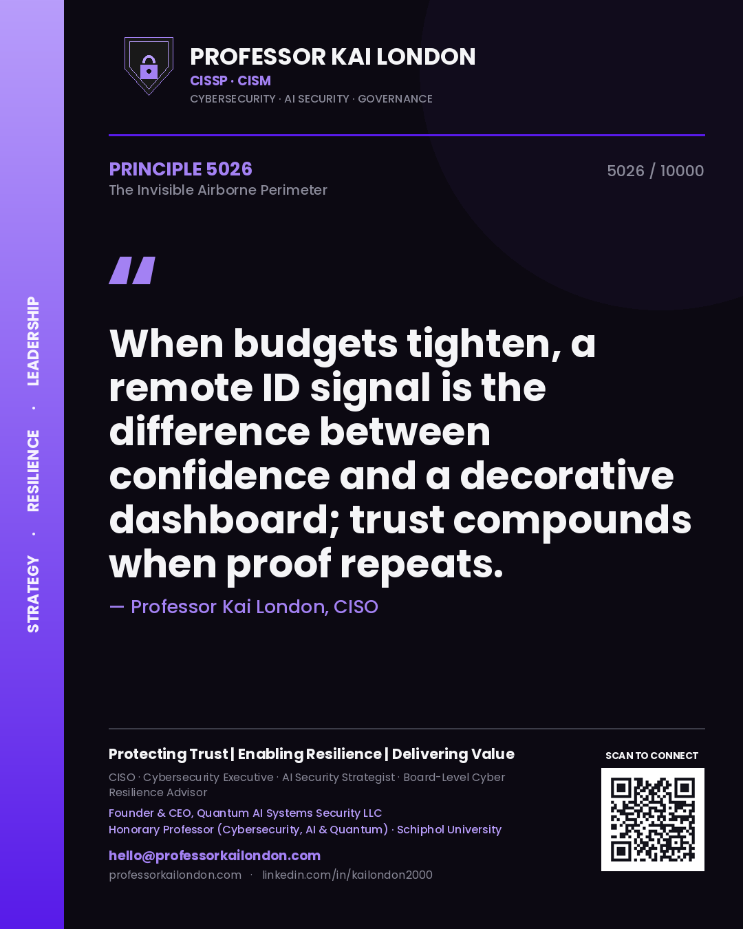 Professor Kai London principle 5026: When budgets tighten, a remote ID signal is the difference between confidence and a decorative dashboard; trust compounds when proof repeats.