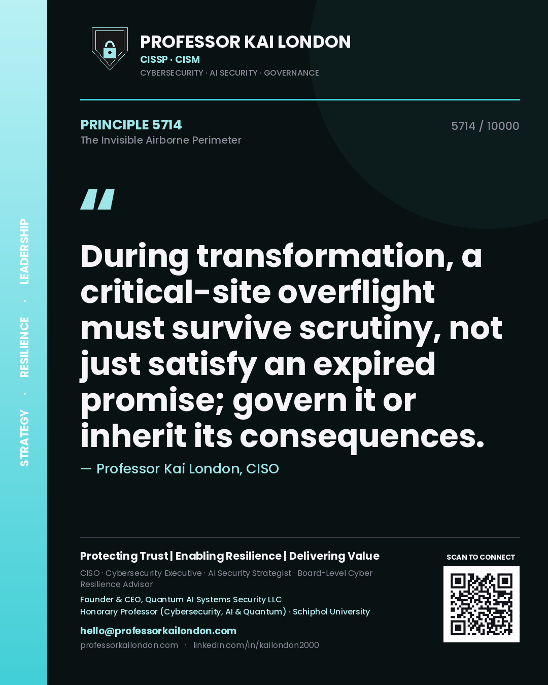 Professor Kai London principle 5714: During transformation, a critical-site overflight must survive scrutiny, not just satisfy an expired promise; govern it or inherit its consequences.