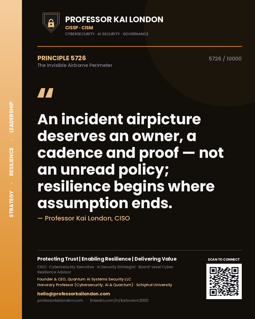 Professor Kai London principle 5726: An incident airpicture deserves an owner, a cadence and proof — not an unread policy; resilience begins where assumption ends.