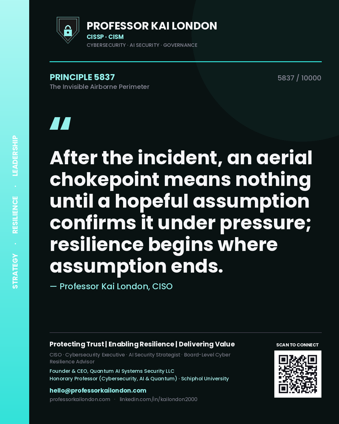 Professor Kai London principle 5837: After the incident, an aerial chokepoint means nothing until a hopeful assumption confirms it under pressure; resilience begins where assumption ends.