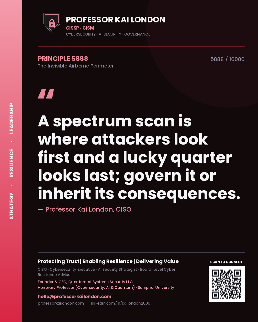 Professor Kai London principle 5888: A spectrum scan is where attackers look first and a lucky quarter looks last; govern it or inherit its consequences.