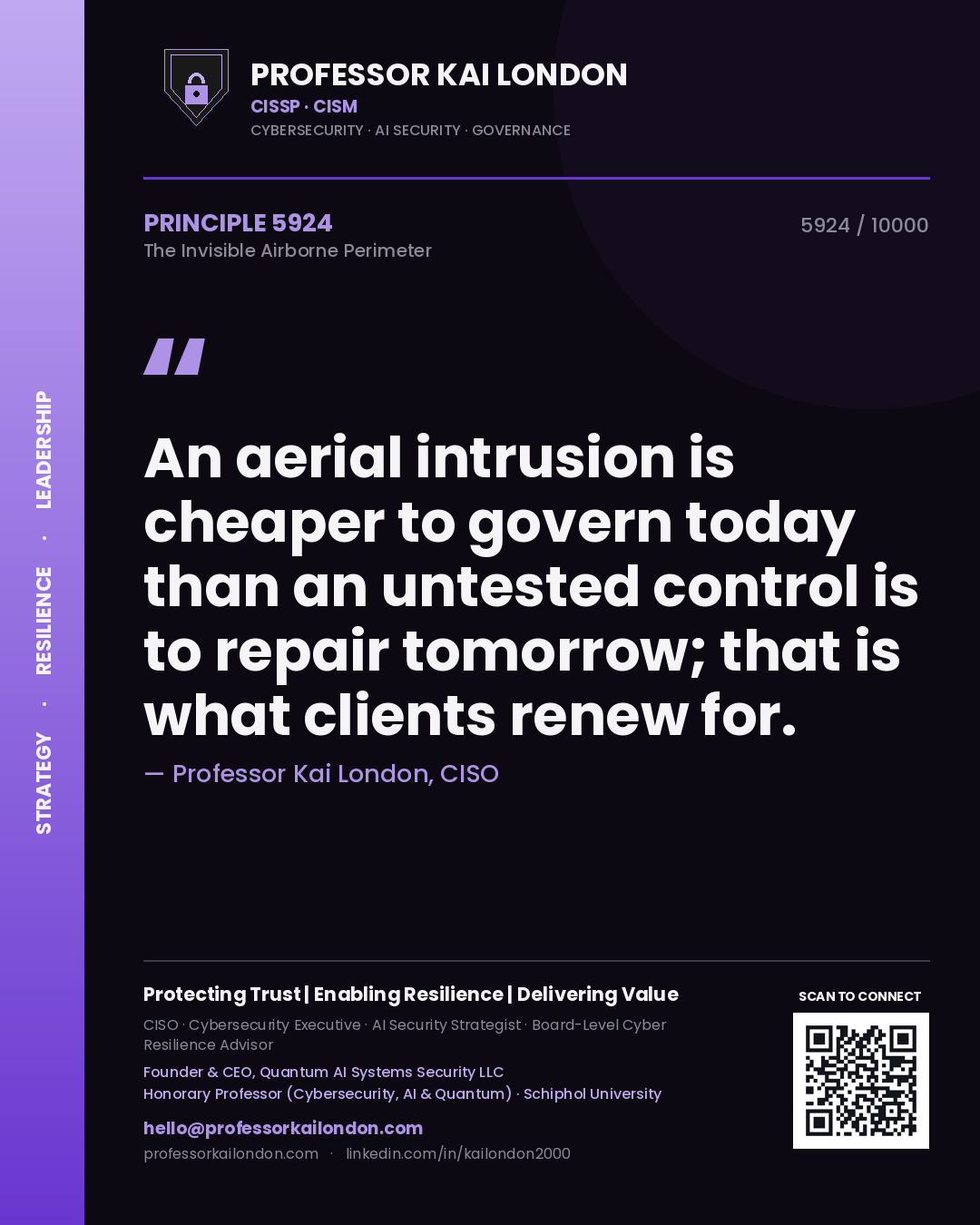 Professor Kai London principle 5924: An aerial intrusion is cheaper to govern today than an untested control is to repair tomorrow; that is what clients renew for.