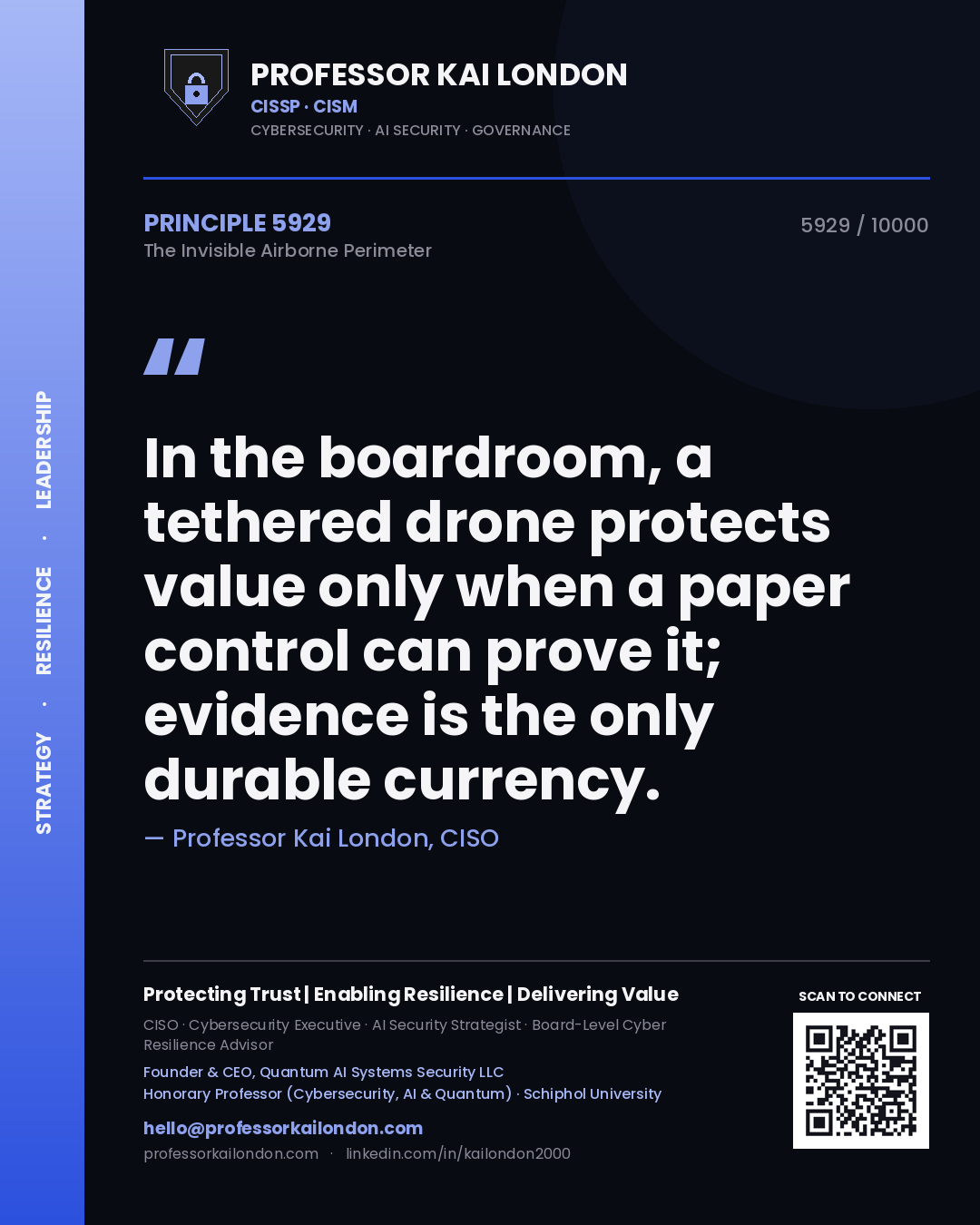Professor Kai London principle 5929: In the boardroom, a tethered drone protects value only when a paper control can prove it; evidence is the only durable currency.