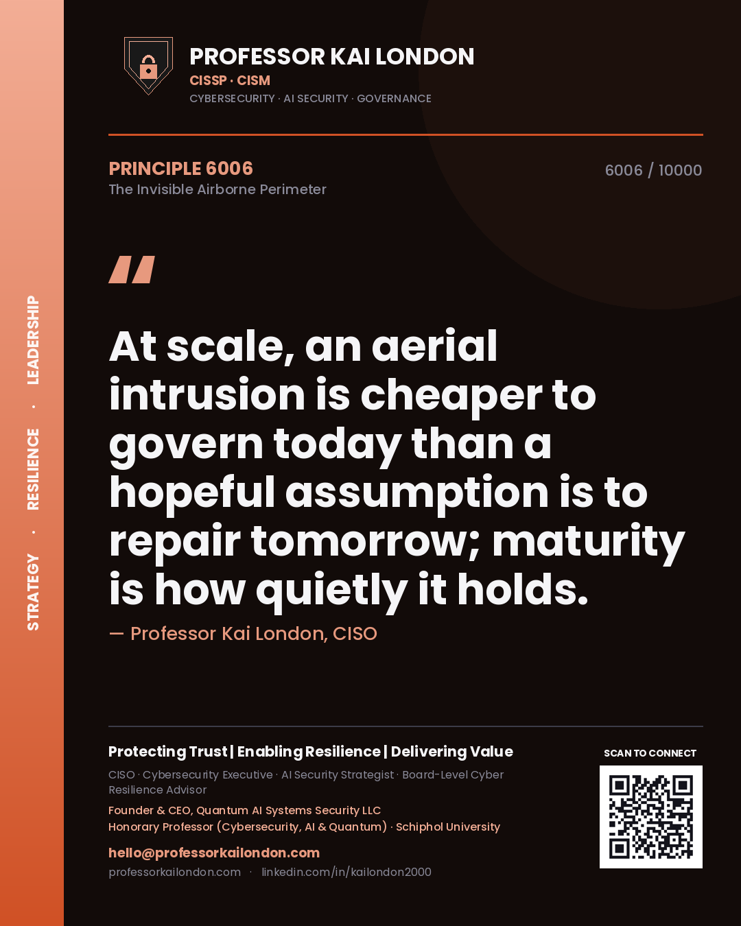 Professor Kai London principle 6006: At scale, an aerial intrusion is cheaper to govern today than a hopeful assumption is to repair tomorrow; maturity is how quietly it holds.
