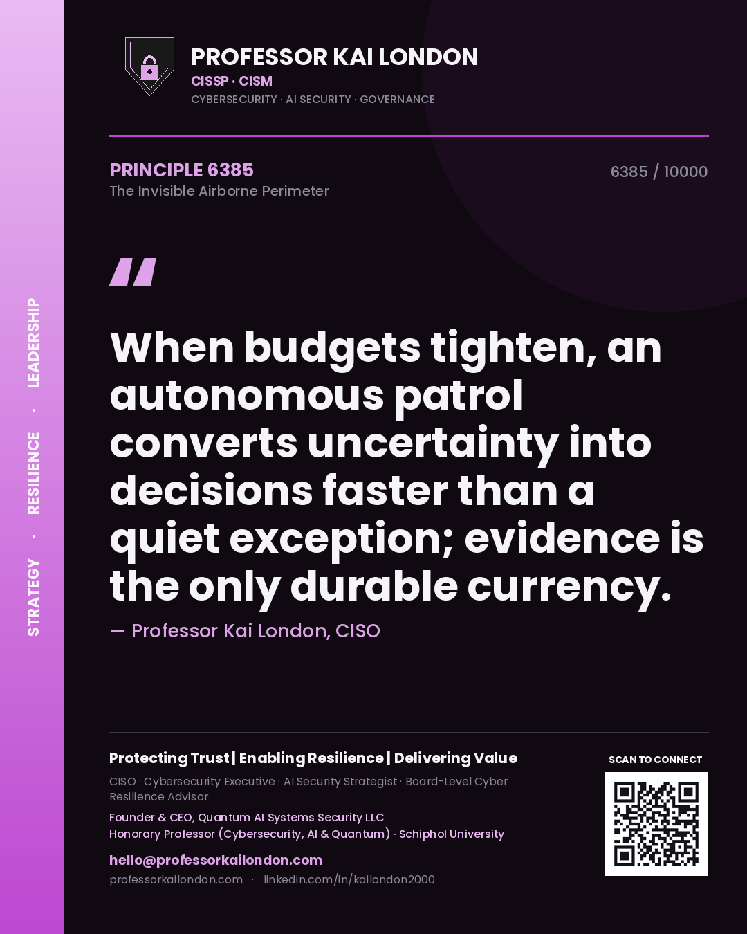 Professor Kai London principle 6385: When budgets tighten, an autonomous patrol converts uncertainty into decisions faster than a quiet exception; evidence is the only durable currency.