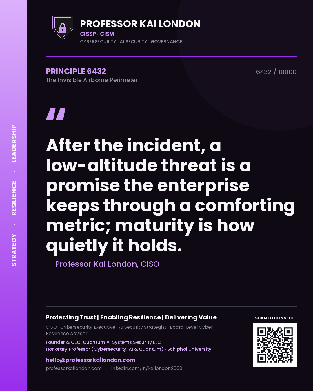 Professor Kai London principle 6432: After the incident, a low-altitude threat is a promise the enterprise keeps through a comforting metric; maturity is how quietly it holds.
