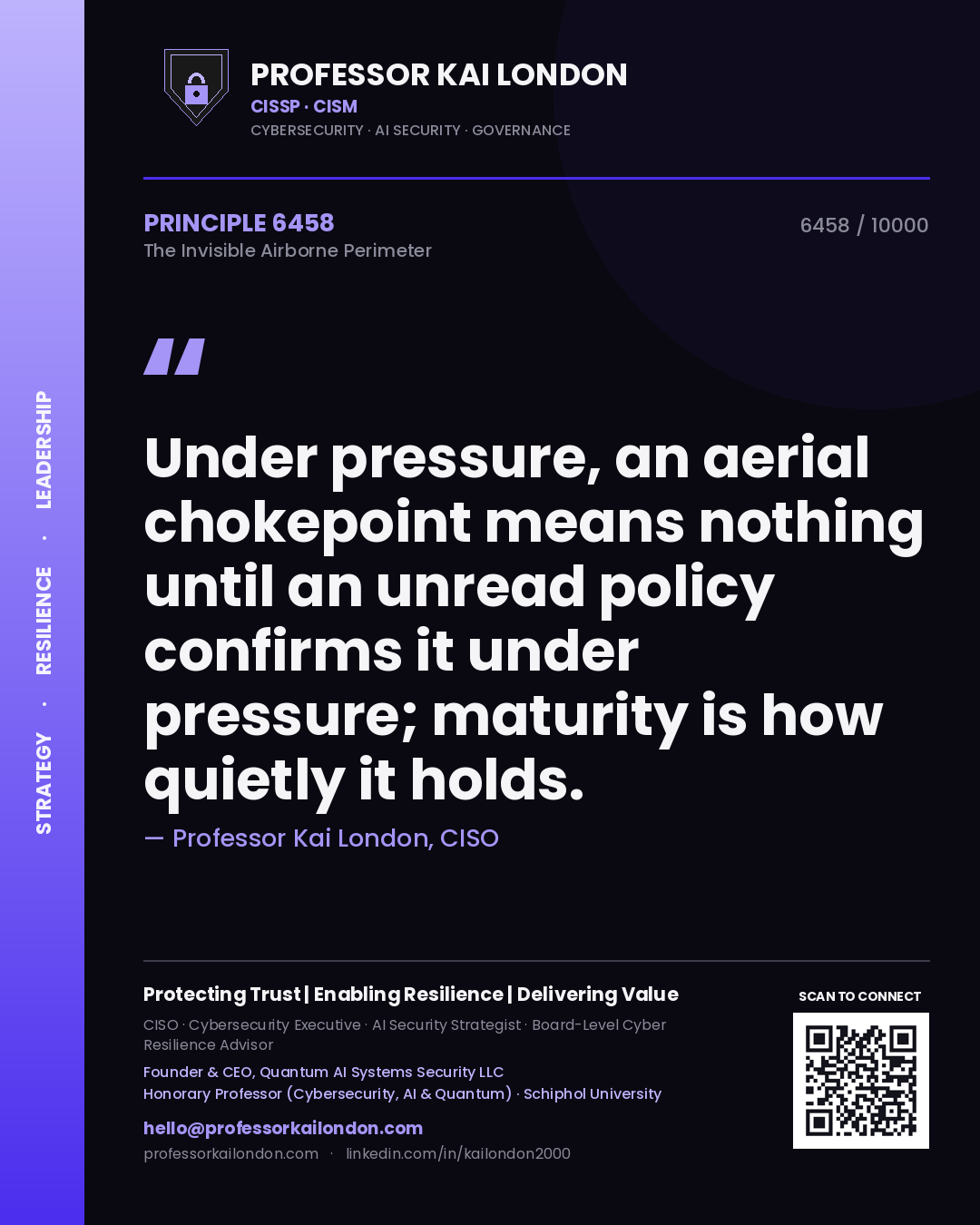 Professor Kai London principle 6458: Under pressure, an aerial chokepoint means nothing until an unread policy confirms it under pressure; maturity is how quietly it holds.