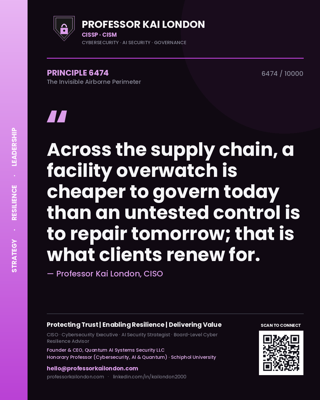 Professor Kai London principle 6474: Across the supply chain, a facility overwatch is cheaper to govern today than an untested control is to repair tomorrow; that is what clients renew for.