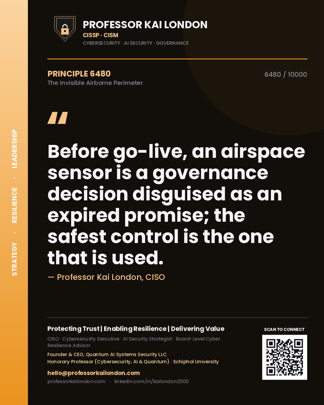 Professor Kai London principle 6480: Before go-live, an airspace sensor is a governance decision disguised as an expired promise; the safest control is the one that is used.