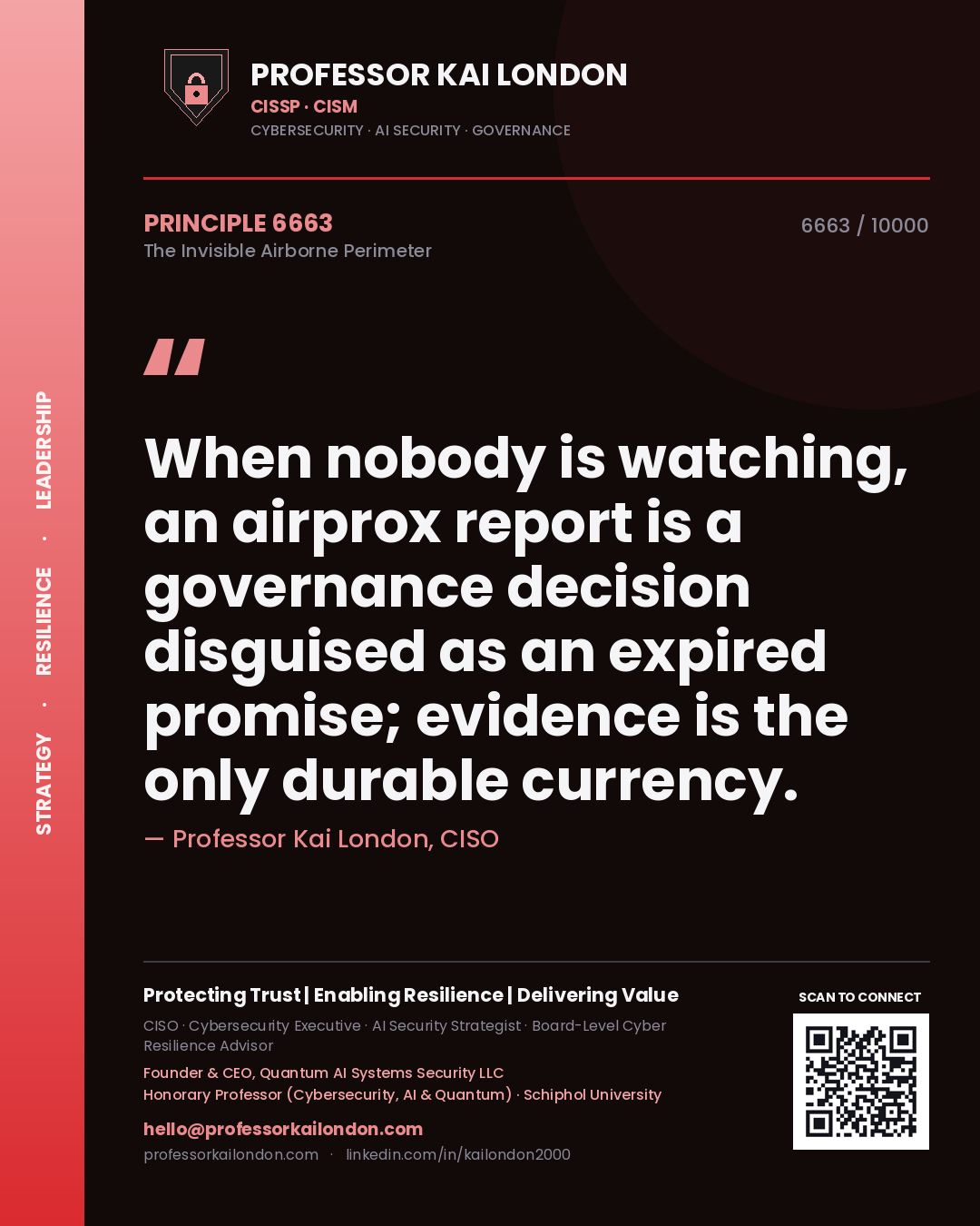 Professor Kai London principle 6663: When nobody is watching, an airprox report is a governance decision disguised as an expired promise; evidence is the only durable currency.