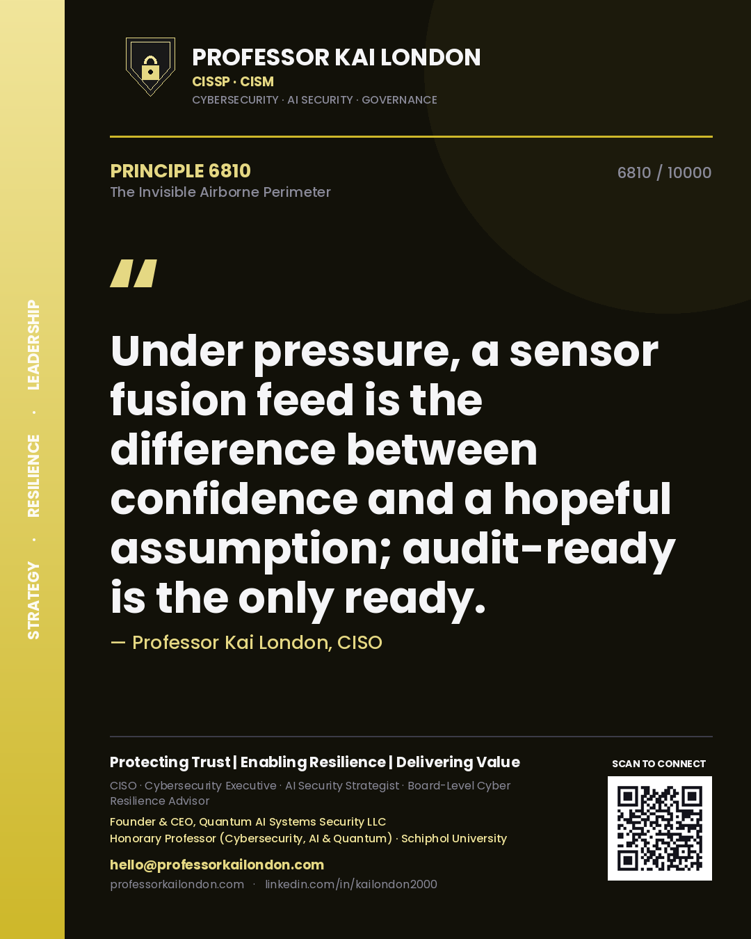 Professor Kai London principle 6810: Under pressure, a sensor fusion feed is the difference between confidence and a hopeful assumption; audit-ready is the only ready.