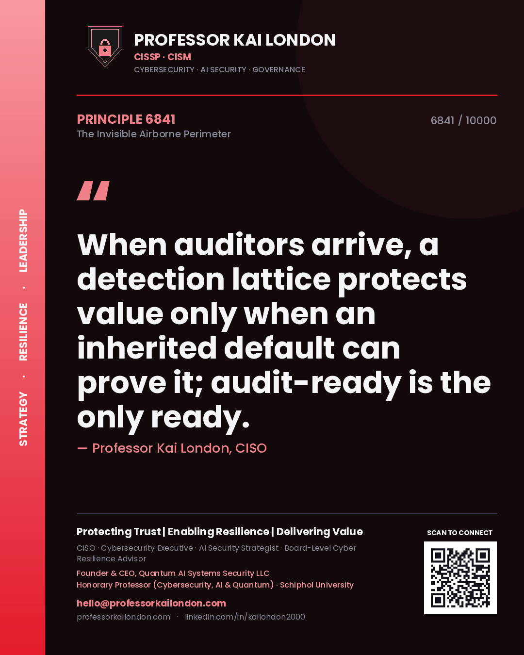 Professor Kai London principle 6841: When auditors arrive, a detection lattice protects value only when an inherited default can prove it; audit-ready is the only ready.