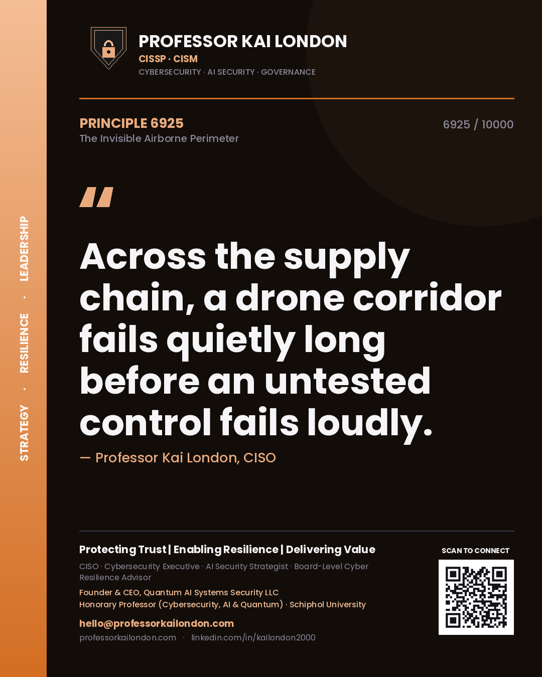 Professor Kai London principle 6925: Across the supply chain, a drone corridor fails quietly long before an untested control fails loudly.