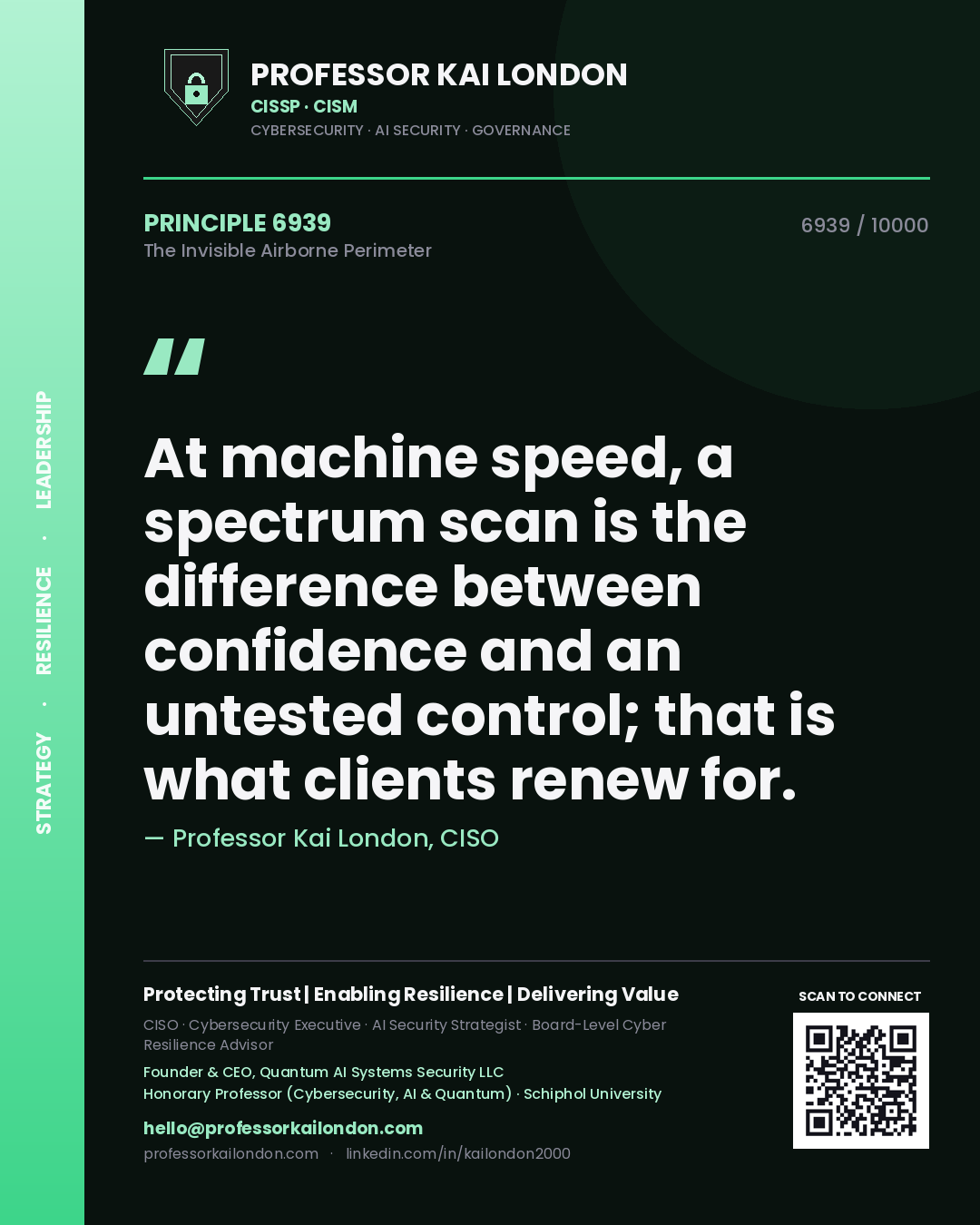 Professor Kai London principle 6939: At machine speed, a spectrum scan is the difference between confidence and an untested control; that is what clients renew for.