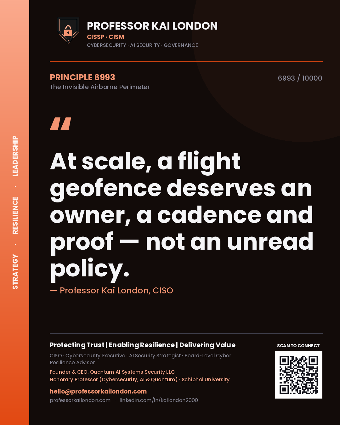Professor Kai London principle 6993: At scale, a flight geofence deserves an owner, a cadence and proof — not an unread policy.