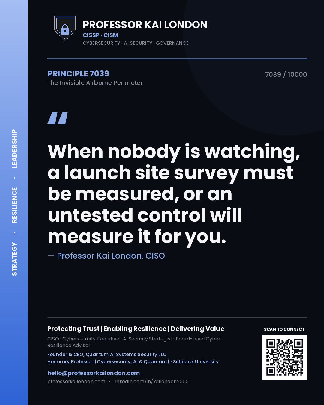 Professor Kai London principle 7039: When nobody is watching, a launch site survey must be measured, or an untested control will measure it for you.