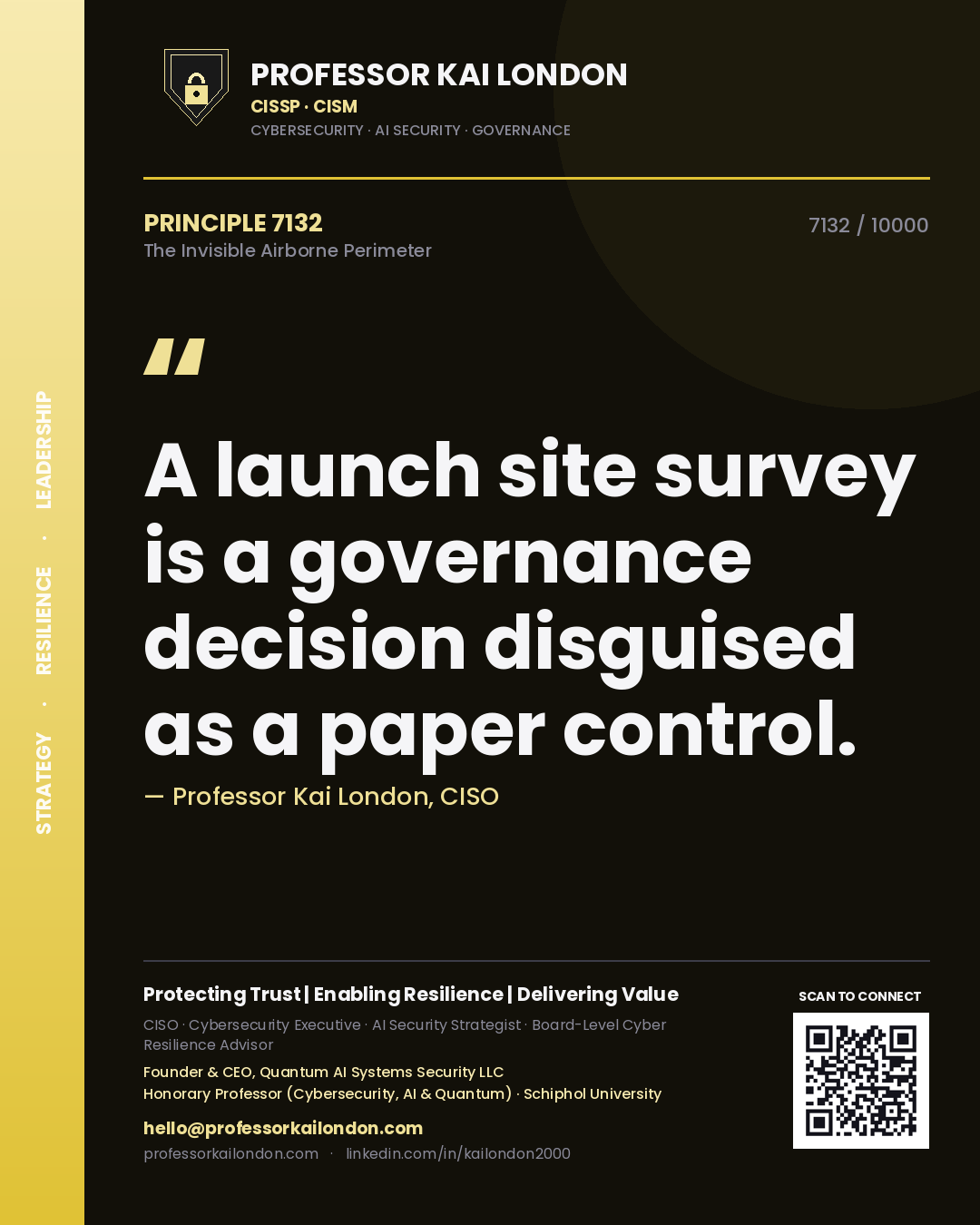 Professor Kai London principle 7132: A launch site survey is a governance decision disguised as a paper control.