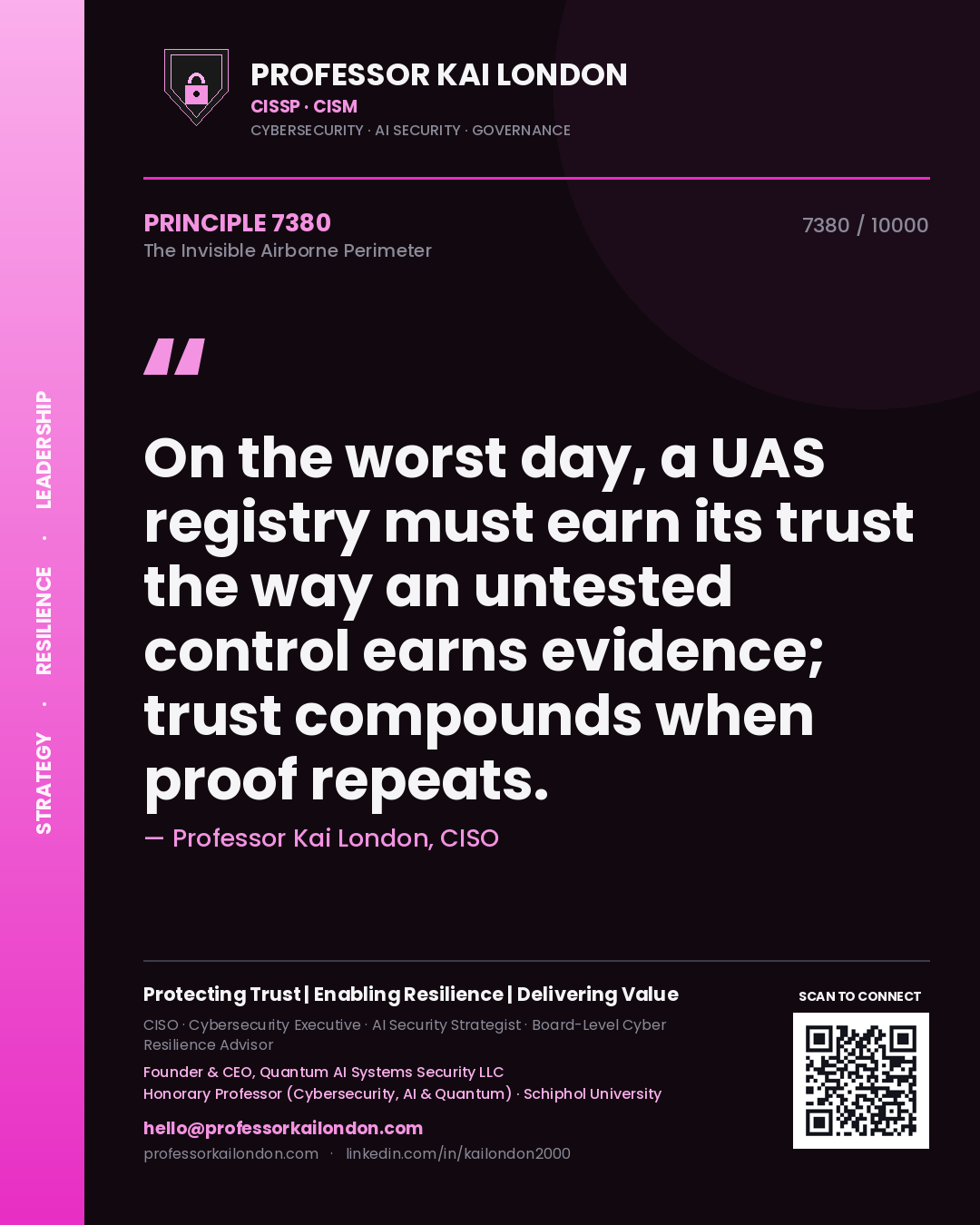 Professor Kai London principle 7380: On the worst day, a UAS registry must earn its trust the way an untested control earns evidence; trust compounds when proof repeats.
