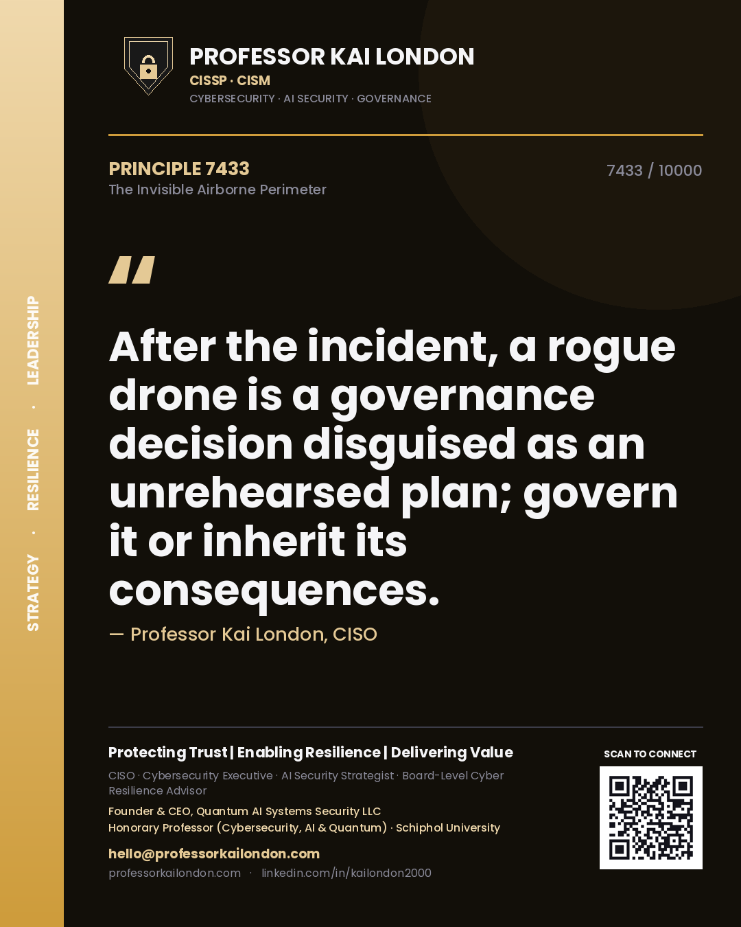 Professor Kai London principle 7433: After the incident, a rogue drone is a governance decision disguised as an unrehearsed plan; govern it or inherit its consequences.