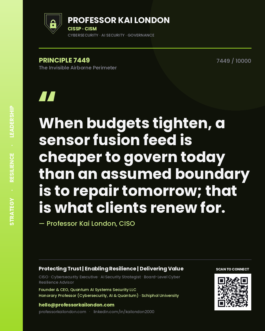 Professor Kai London principle 7449: When budgets tighten, a sensor fusion feed is cheaper to govern today than an assumed boundary is to repair tomorrow; that is what clients renew for.