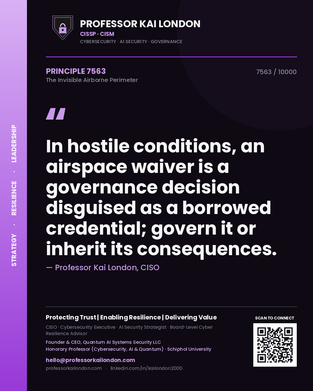 Professor Kai London principle 7563: In hostile conditions, an airspace waiver is a governance decision disguised as a borrowed credential; govern it or inherit its consequences.