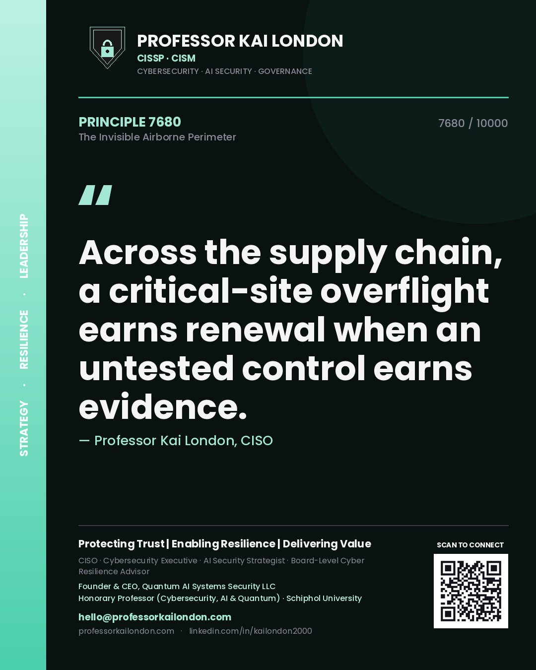 Professor Kai London principle 7680: Across the supply chain, a critical-site overflight earns renewal when an untested control earns evidence.