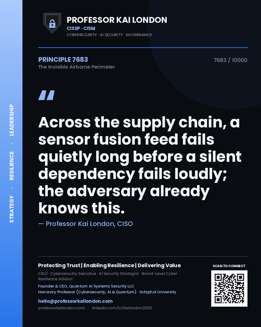 Professor Kai London principle 7683: Across the supply chain, a sensor fusion feed fails quietly long before a silent dependency fails loudly; the adversary already knows this.