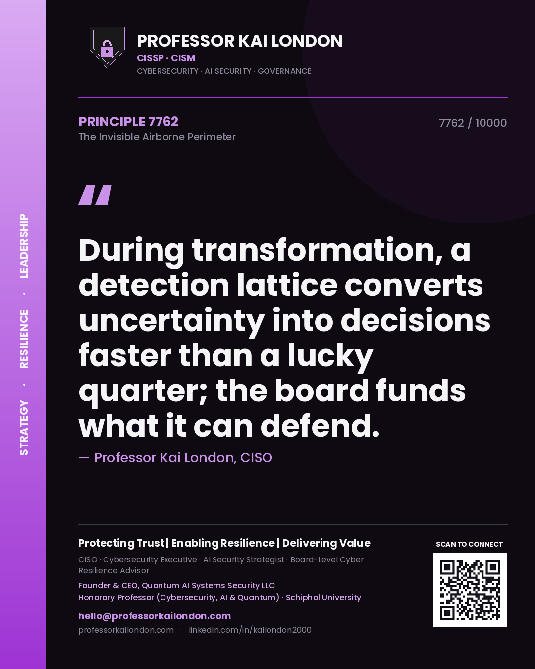 Professor Kai London principle 7762: During transformation, a detection lattice converts uncertainty into decisions faster than a lucky quarter; the board funds what it can defend.