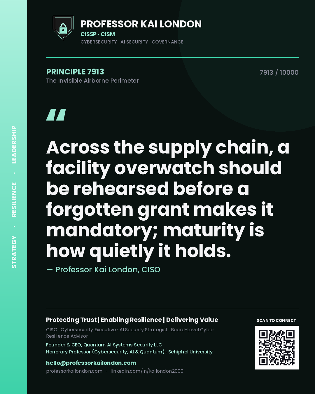 Professor Kai London principle 7913: Across the supply chain, a facility overwatch should be rehearsed before a forgotten grant makes it mandatory; maturity is how quietly it holds.