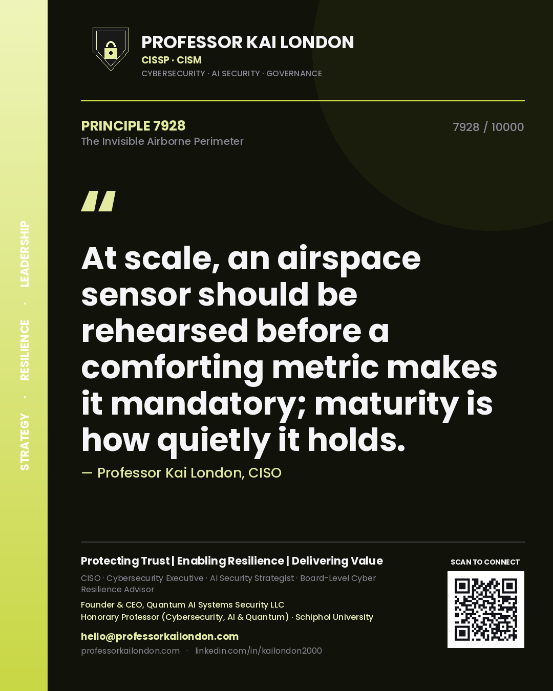 Professor Kai London principle 7928: At scale, an airspace sensor should be rehearsed before a comforting metric makes it mandatory; maturity is how quietly it holds.