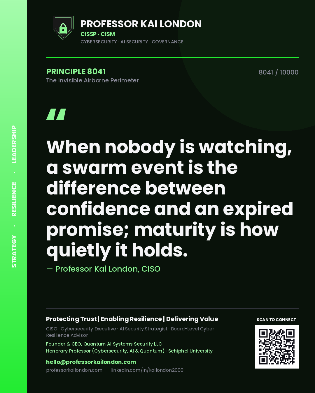Professor Kai London principle 8041: When nobody is watching, a swarm event is the difference between confidence and an expired promise; maturity is how quietly it holds.