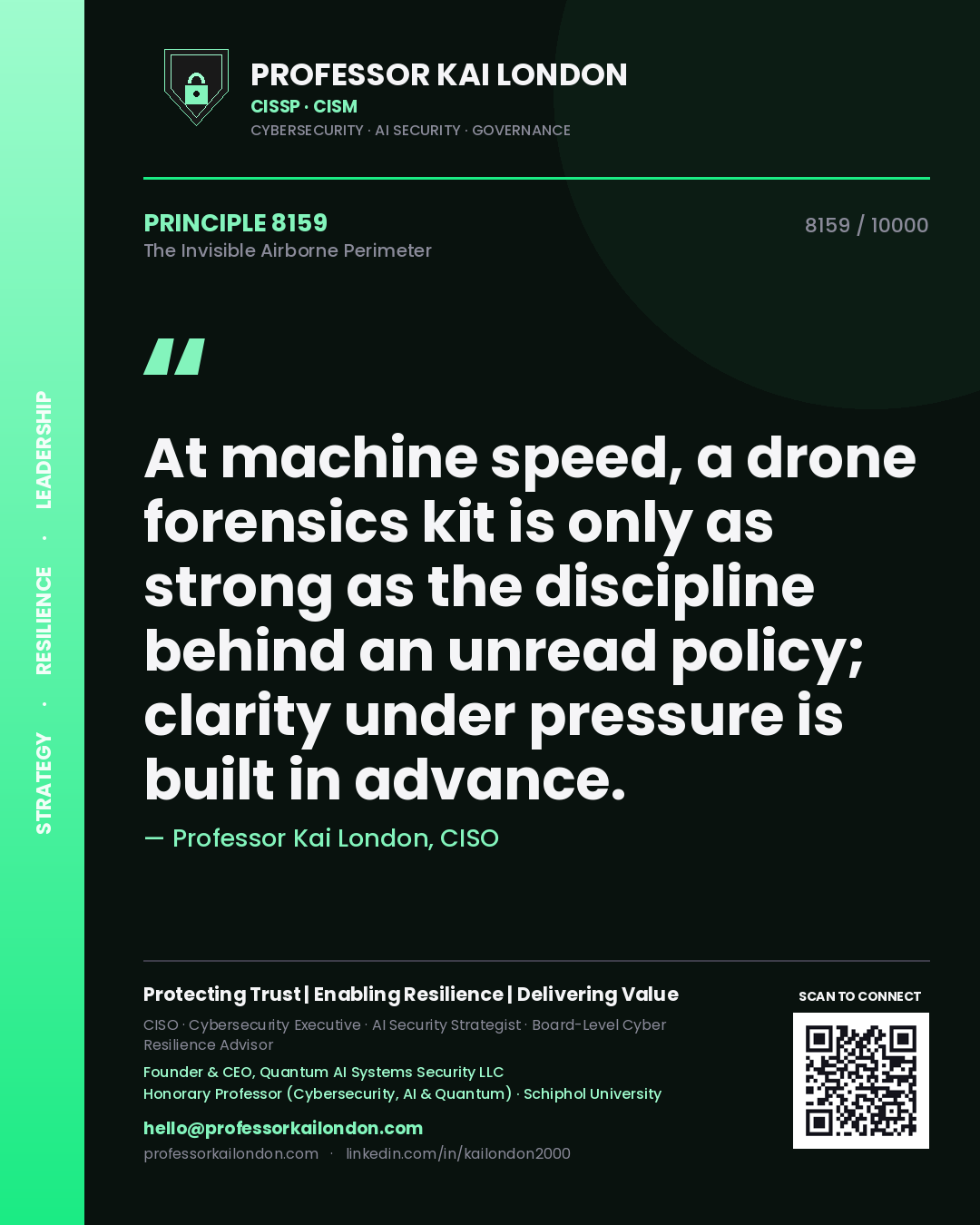Professor Kai London principle 8159: At machine speed, a drone forensics kit is only as strong as the discipline behind an unread policy; clarity under pressure is built in advance.